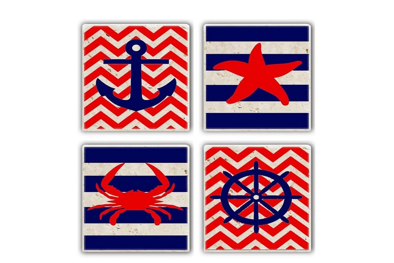 Glasunderlägg 4-pack - Flerfärgad - Inredning - Bordsdekoration - Glasunderlägg