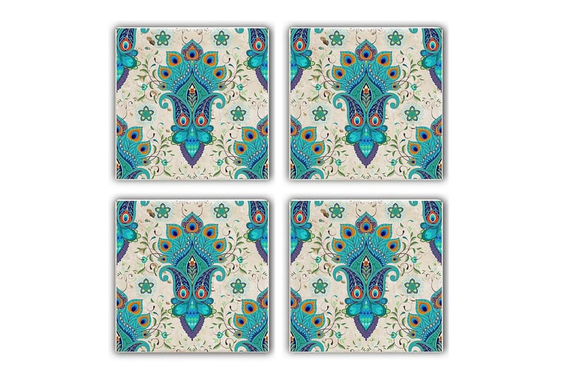 Glasunderlägg 4-pack - Turkos/Flerfärgad - Inredning - Bordsdekoration - Glasunderlägg