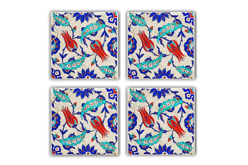 Glasunderlägg 4-pack, Flerfärgad