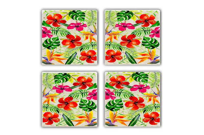 Glasunderlägg 4-pack, Flerfärgad