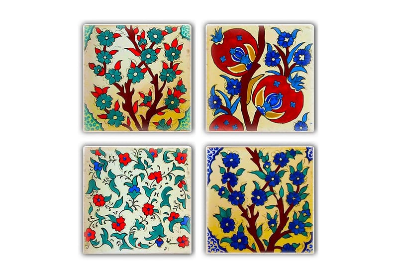 Glasunderlägg 4-pack, Flerfärgad