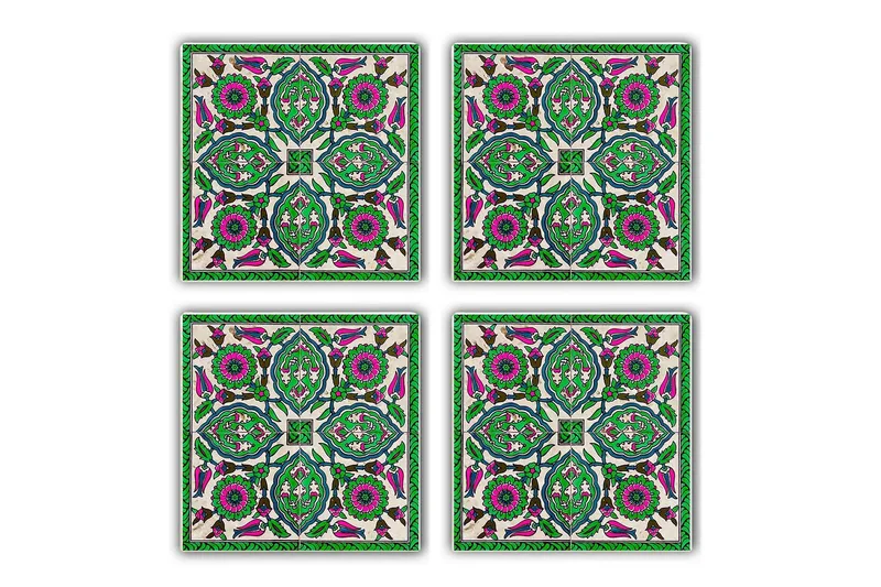Glasunderlägg 4-pack - Grön/Lila - Inredning - Bordsdekoration - Glasunderlägg