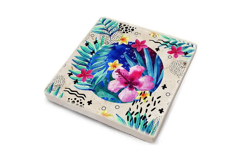 Glasunderlägg 4-pack - Flerfärgad - Inredning - Bordsdekoration - Glasunderlägg