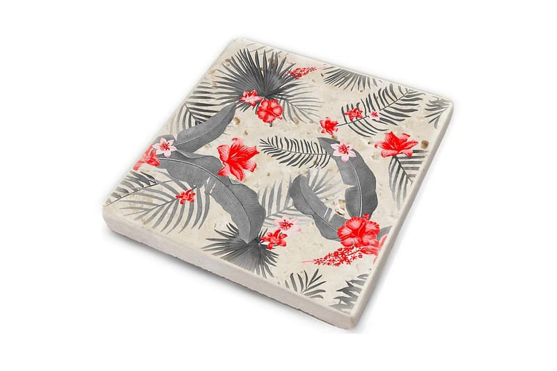 Glasunderlägg 4-pack - Röd/Grå - Inredning - Bordsdekoration - Glasunderlägg