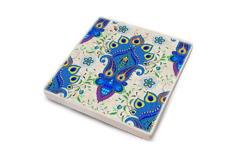 Glasunderlägg 4-pack - Blå/Flerfärgad - Inredning - Bordsdekoration - Glasunderlägg