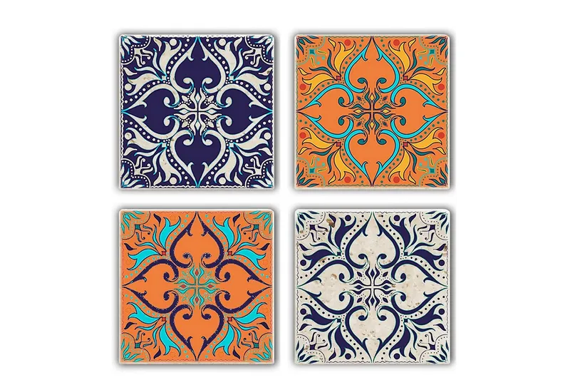 Glasunderlägg 4-pack, Flerfärgad