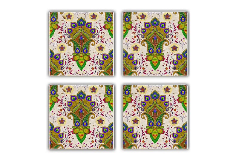 Glasunderlägg 4-pack - Grön/Flerfärgad - Inredning - Bordsdekoration - Glasunderlägg