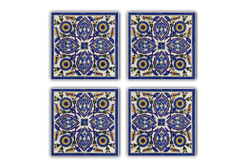 Glasunderlägg 4-pack - Blå/Gul - Inredning - Bordsdekoration - Glasunderlägg