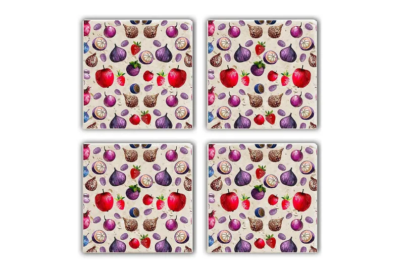 Glasunderlägg 4-pack, Flerfärgad