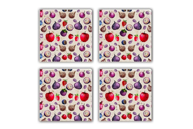 Glasunderlägg 4-pack, Flerfärgad