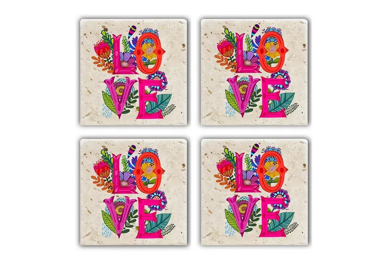 Glasunderlägg 4-pack, Flerfärgad