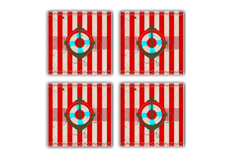 Glasunderlägg 4-pack, Flerfärgad