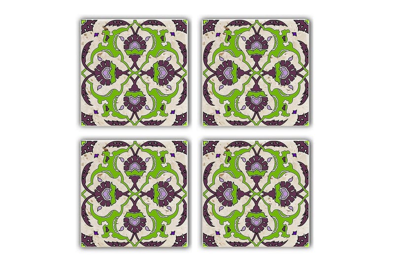 Glasunderlägg 4-pack - Lila/Grön - Inredning - Bordsdekoration - Glasunderlägg