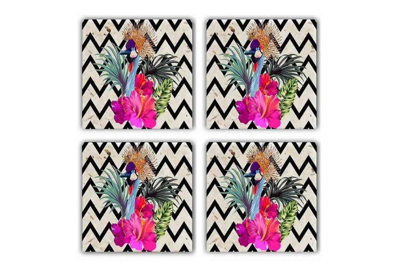 Glasunderlägg 4-pack, Flerfärgad