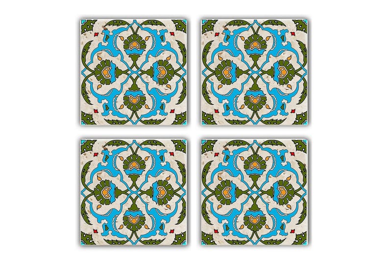 Glasunderlägg 4-pack - Turkos/Grön - Inredning - Bordsdekoration - Glasunderlägg