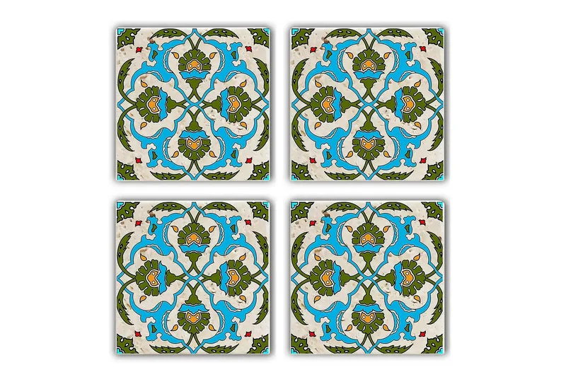 Glasunderlägg 4-pack - Turkos/Grön - Inredning - Bordsdekoration - Glasunderlägg