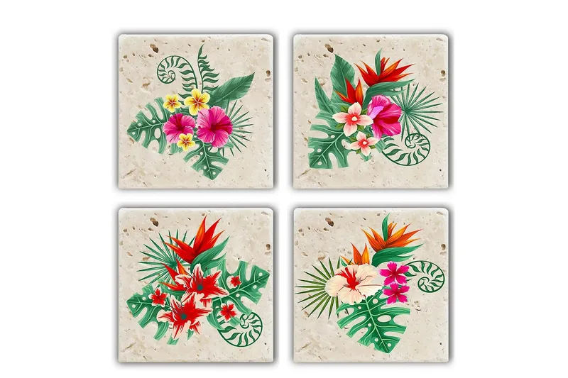 Glasunderlägg 4-pack, Flerfärgad