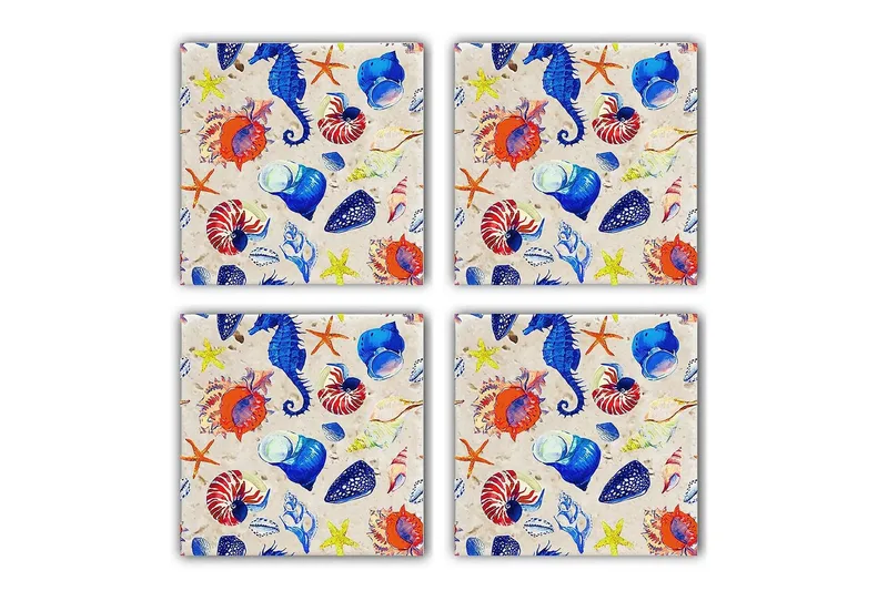 Glasunderlägg 4-pack, Flerfärgad