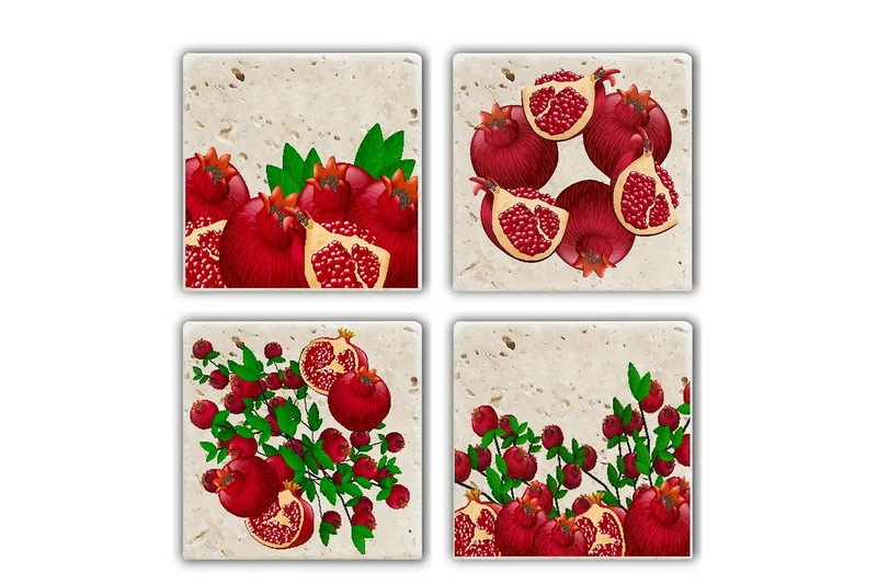 Glasunderlägg 4-pack, Flerfärgad