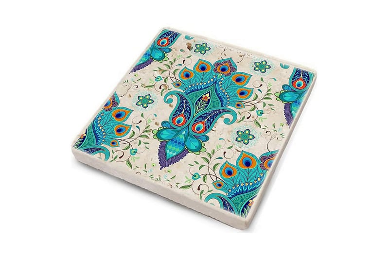 Glasunderlägg 4-pack - Turkos/Flerfärgad - Inredning - Bordsdekoration - Glasunderlägg