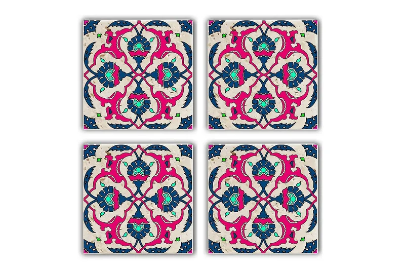 Glasunderlägg 4-pack - Rosa/Mörkblå - Inredning - Bordsdekoration - Glasunderlägg