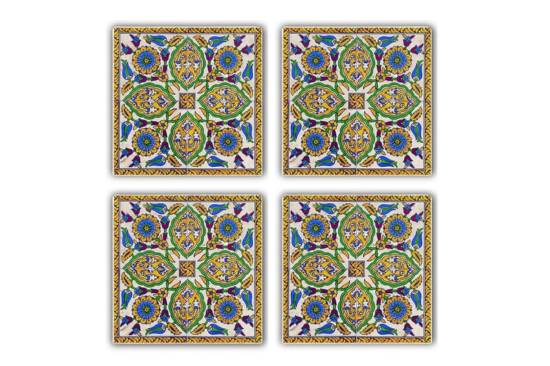 Glasunderlägg 4-pack - Grön/Blå/Gul - Inredning - Bordsdekoration - Glasunderlägg