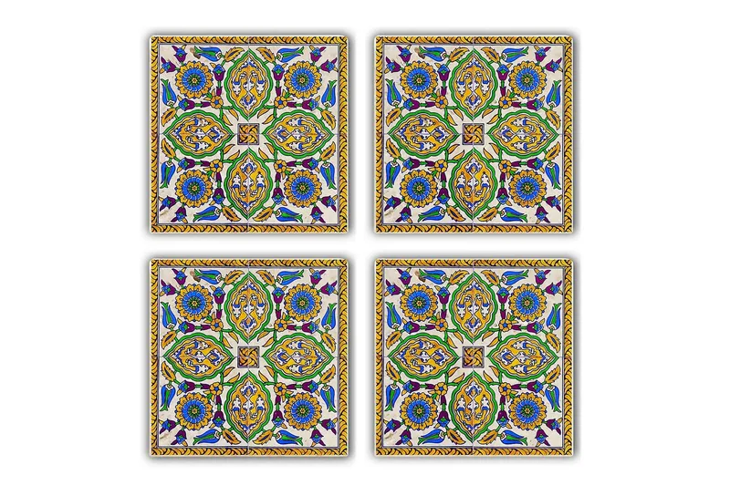 Glasunderlägg 4-pack - Grön/Blå/Gul - Inredning - Bordsdekoration - Glasunderlägg