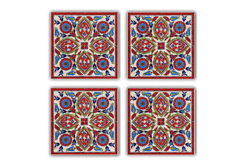 Glasunderlägg 4-pack - Blå/Röd/Grön - Inredning - Bordsdekoration - Glasunderlägg