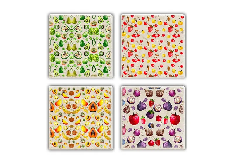 Glasunderlägg 4-pack, Flerfärgad