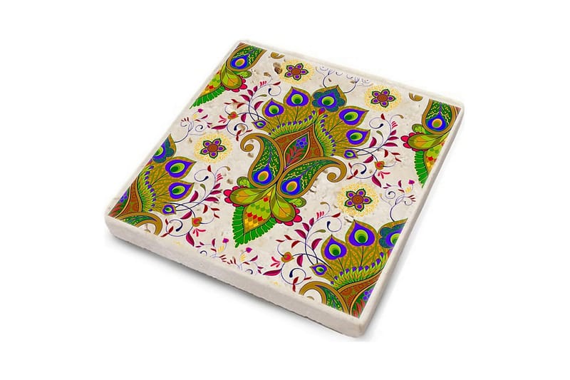 Glasunderlägg 4-pack - Grön/Flerfärgad - Inredning - Bordsdekoration - Glasunderlägg