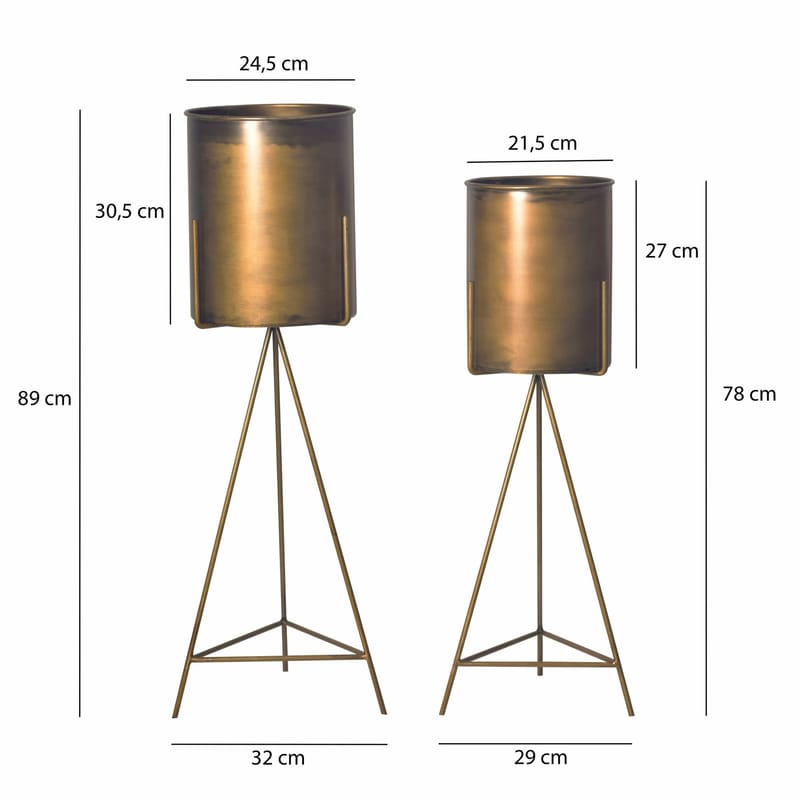 Corino Vas 89 cm Set om 2 - Guldfärgad - Inredning - Kruka & ytterkruka