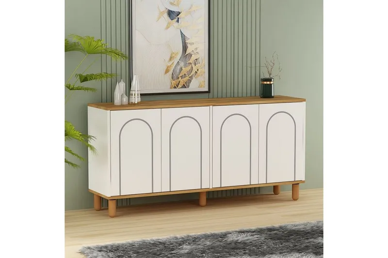 Salven Skulptur 150x73 cm - Ek/Vit - Förvaring - Förvaringsmöbler - Sideboard & skänk