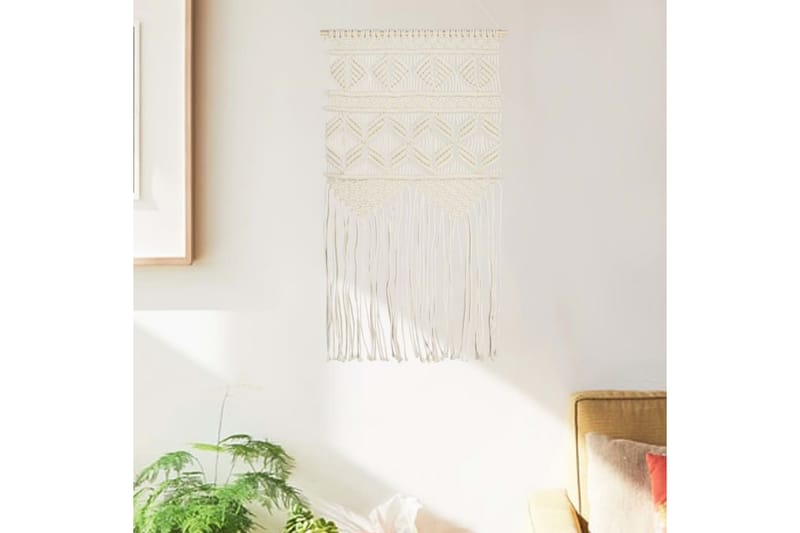 Väggbonad makramé 40x80 cm bomull - Kräm - Inredning - Dekoration & inredningsdetaljer