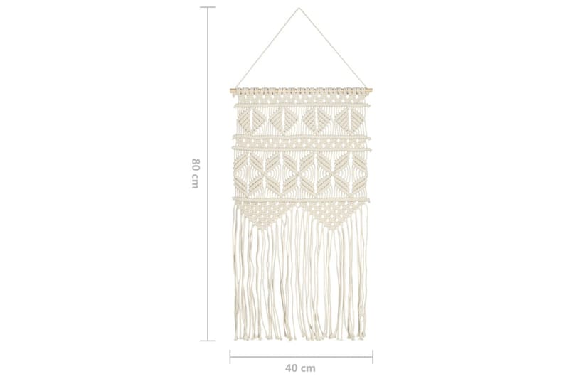 Väggbonad makramé 40x80 cm bomull - Kräm - Dekoration & inredningsdetaljer - Väggdekor