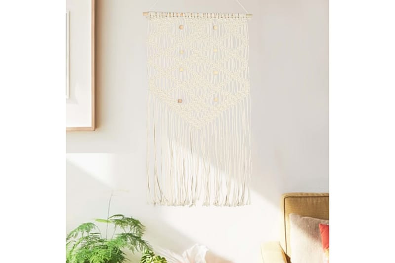 Väggbonad makramé 40x80 cm bomull - Kräm - Inredning - Dekoration & inredningsdetaljer