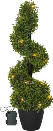 Dekorationsträd Jul Buxbom 65 cm 20 ljus Varmvit - Grön / Svart - Inredning - Konstgjorda växter & plastväxter