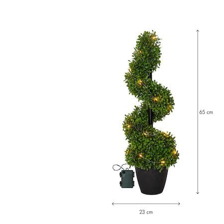 Dekorationsträd Jul Buxbom 65 cm 20 ljus Varmvit - Grön / Svart - Inredning - Konstgjorda växter & plastväxter