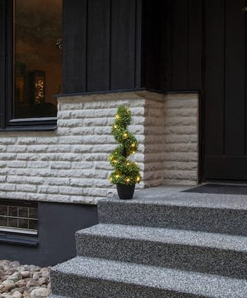 Dekorationsträd Jul Buxbom 65 cm 20 ljus Varmvit - Grön / Svart - Inredning - Konstgjorda växter & plastväxter
