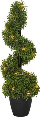 Dekorationsträd Jul Buxbom 65 cm 20 ljus Varmvit - Grön / Svart - Inredning - Konstgjorda växter & plastväxter