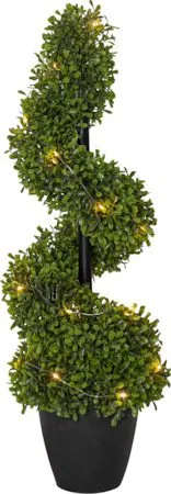 Dekorationsträd Jul Buxbom 65 cm 20 ljus Varmvit - Grön / Svart - Inredning - Konstgjorda växter & plastväxter