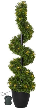 Dekorationsträd Jul Buxbom 90 cm 30 ljus Varmvit - Grön / Svart - Inredning - Konstgjorda växter & plastväxter