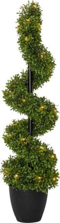 Dekorationsträd Jul Buxbom 90 cm 30 ljus Varmvit - Grön / Svart - Inredning - Konstgjorda växter & plastväxter