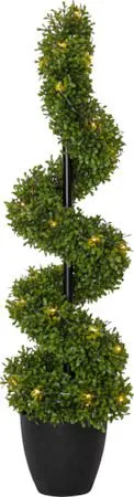 Dekorationsträd Jul Buxbom 90 cm 30 ljus Varmvit - Grön / Svart - Inredning - Konstgjorda växter & plastväxter