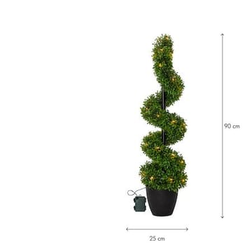 Dekorationsträd Jul Buxbom 90 cm 30 ljus Varmvit - Grön / Svart - Inredning - Konstgjorda växter & plastväxter