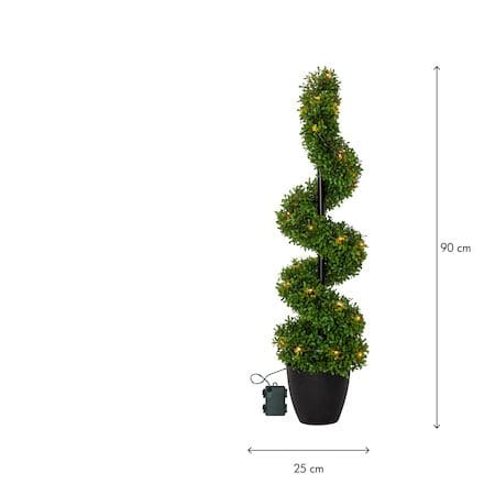 Dekorationsträd Jul Buxbom 90 cm 30 ljus Varmvit - Grön / Svart - Inredning - Konstgjorda växter & plastväxter