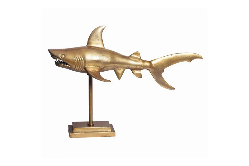 Dekorativ figur Wohnling Dekorhaj 70 cm aluminium, maritim stil Guld - Guld - Inredning - Dekoration & inredningsdetaljer