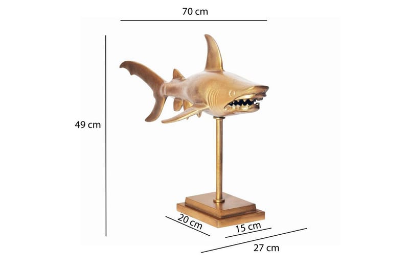 Dekorativ figur Wohnling Dekorhaj 70 cm aluminium, maritim stil Guld - Guld - Inredning - Dekoration & inredningsdetaljer