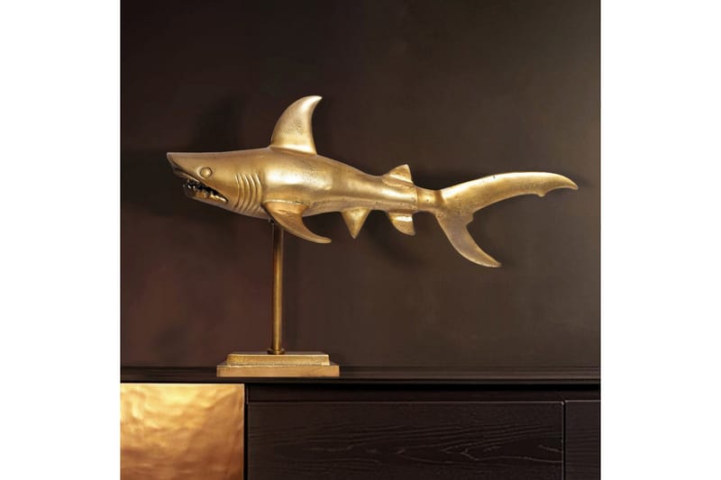 Dekorativ figur Wohnling Dekorhaj 70 cm aluminium, maritim stil Guld - Guld - Inredning - Dekoration & inredningsdetaljer
