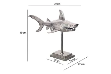 Dekorativ figur Wohnling Dekorhaj 70 cm aluminium, maritim stil Silver - Silver - Inredning - Dekoration & inredningsdetaljer - Prydnadssaker - Dekorationsfigur