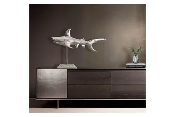 Dekorativ figur Wohnling Dekorhaj 70 cm aluminium, maritim stil Silver - Silver - Inredning - Dekoration & inredningsdetaljer - Prydnadssaker - Dekorationsfigur